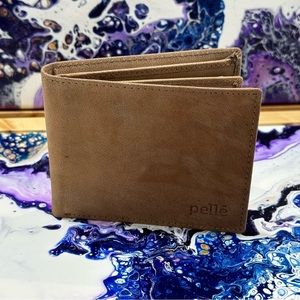 Pelle genuine nubuck leather wallet RFID nine card slots plus ID window